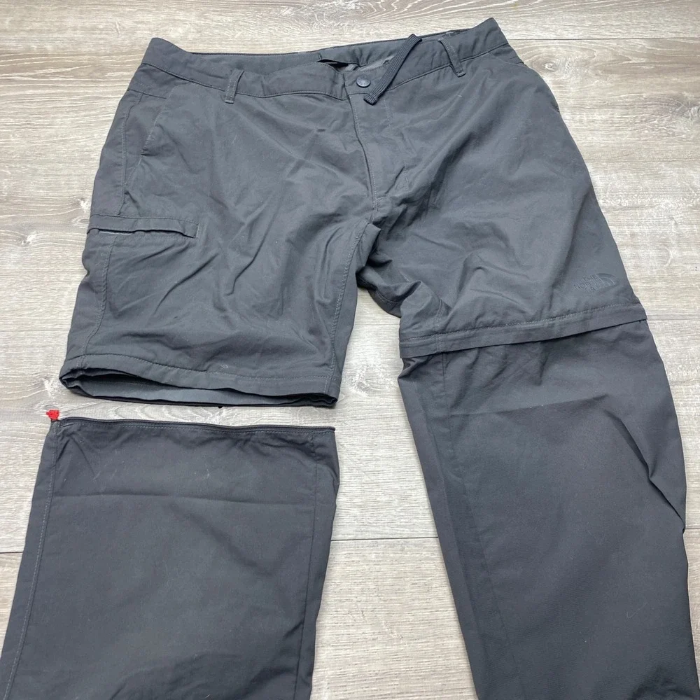 The North Face Pants Convertible Hiking Mens 38 Short Black Nylon Cargo Trekking